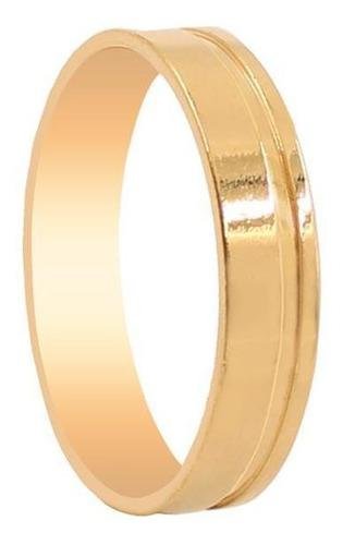 Aliança Anatômica com Friso Lateral Folheado a Ouro