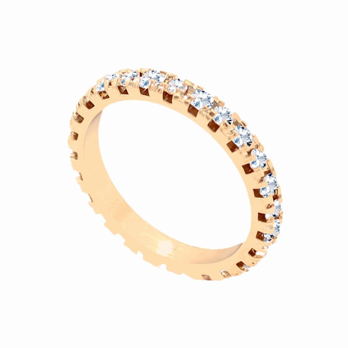 Anel Cravejado com Strass Folheado a Ouro