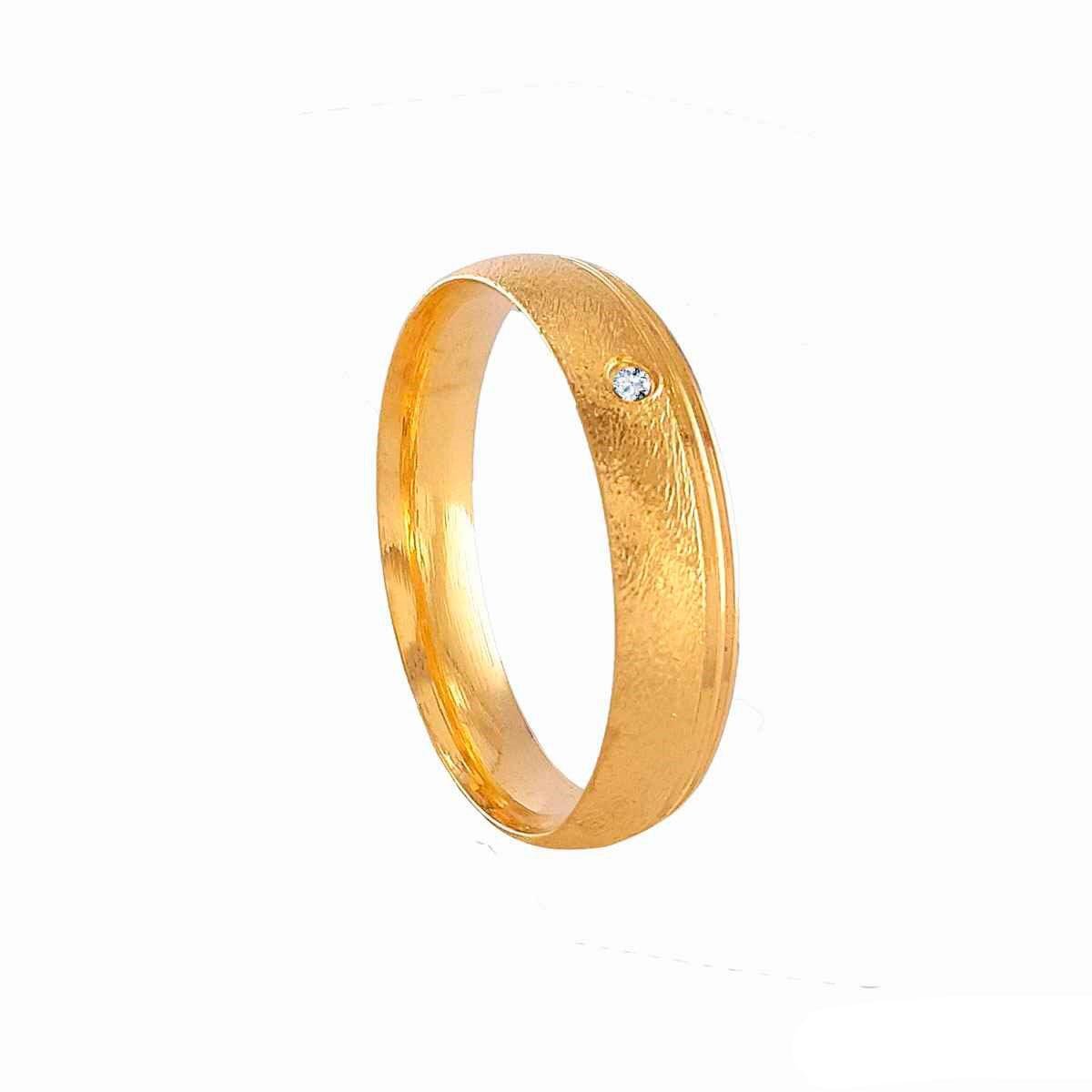 Aliança Diamantada com Micro Zircônia Folheado a Ouro