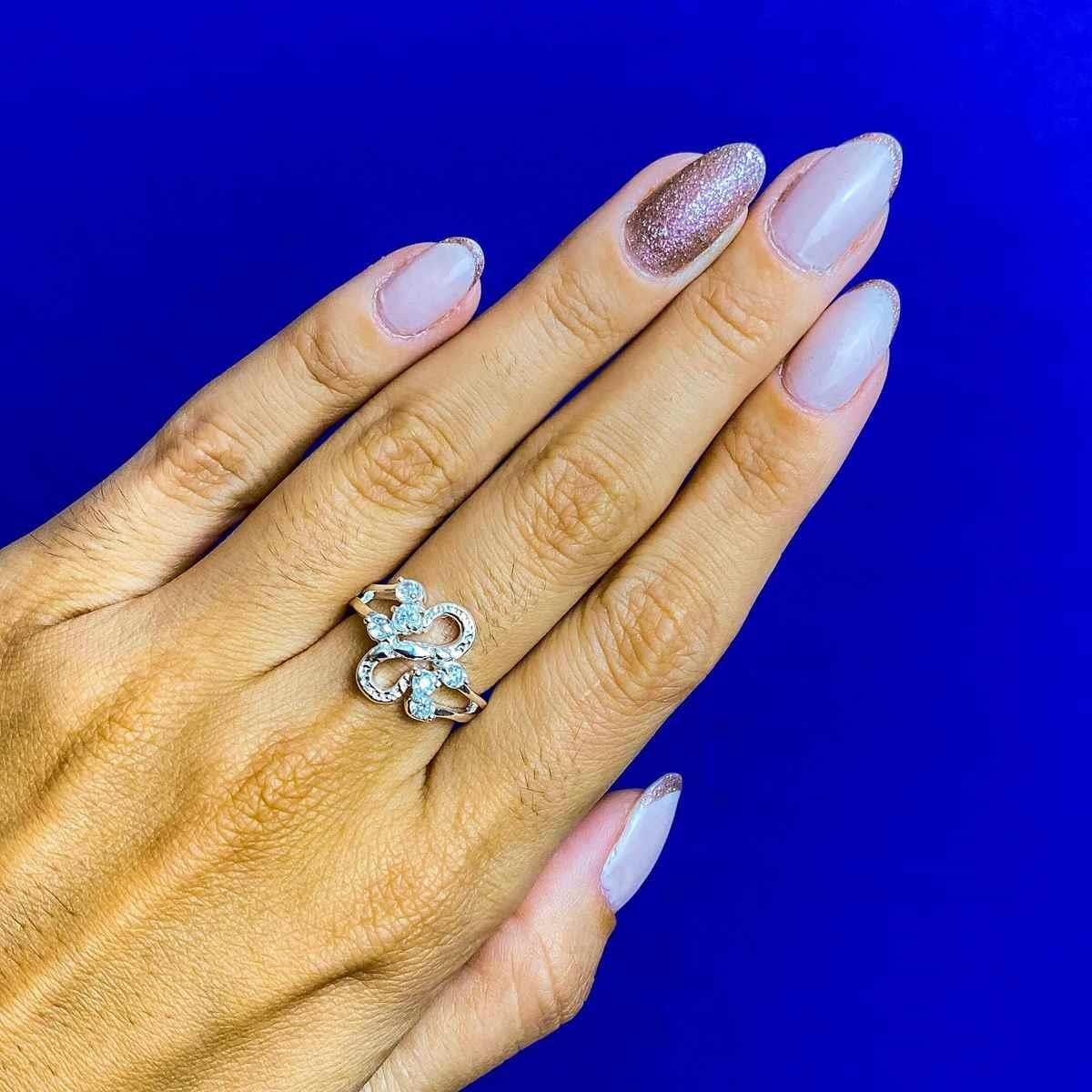 Anel Vazado Diamantado com Zircônia Folheado a Prata