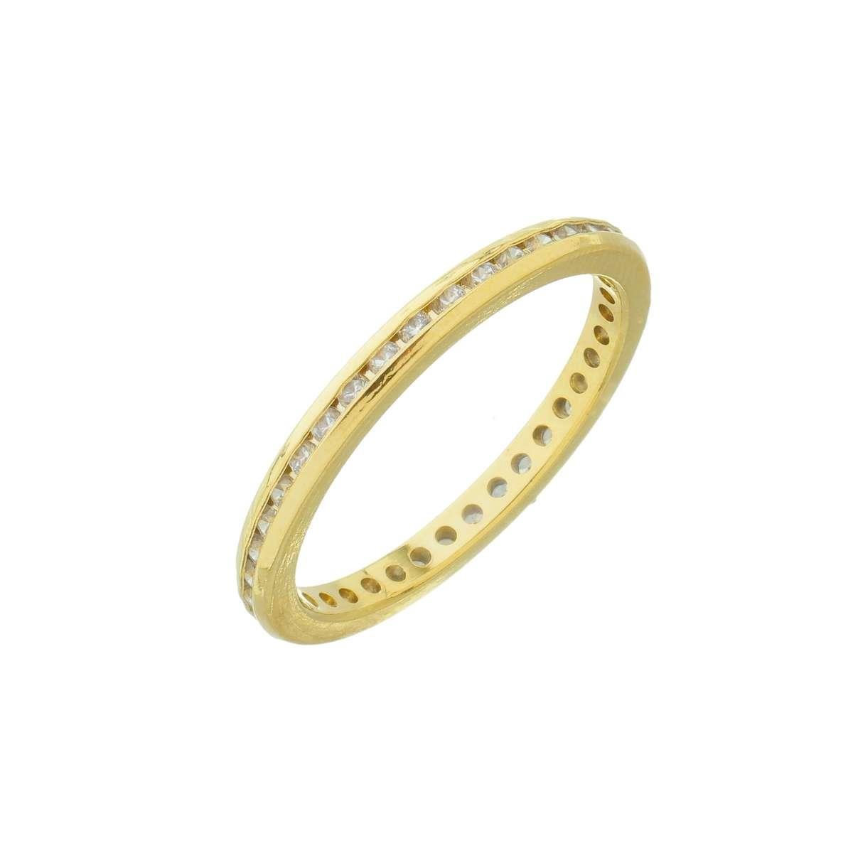 ANEL APARADOR INTEIRO DE ZIRCÔNIAS BANHADO A OURO