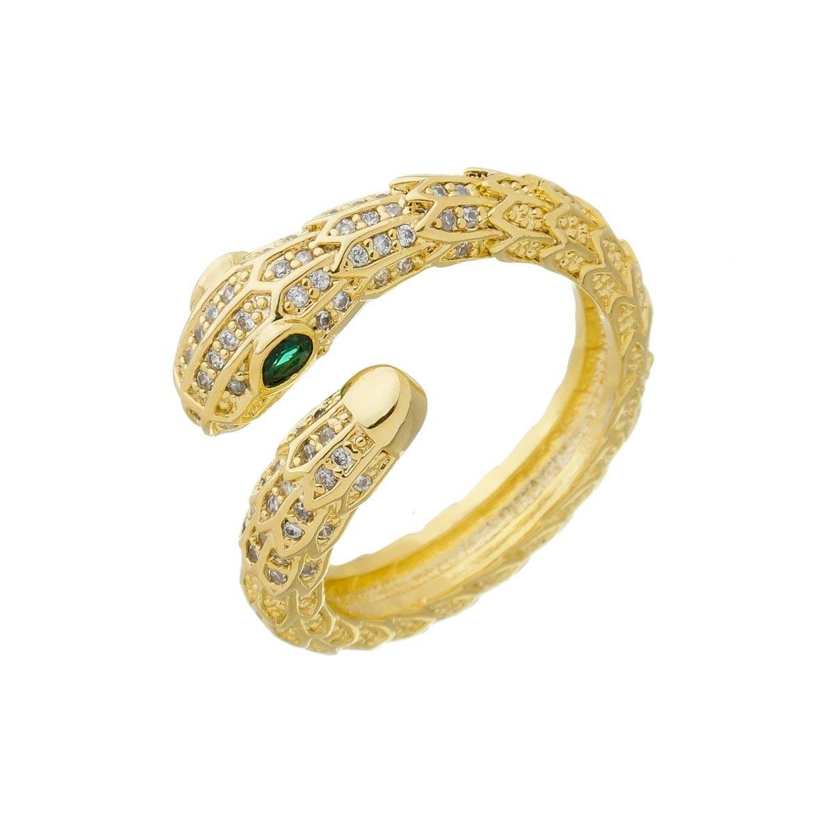 ANEL BANHADO A OURO COBRA CRAVEJADA COM ZIRCÔNIA