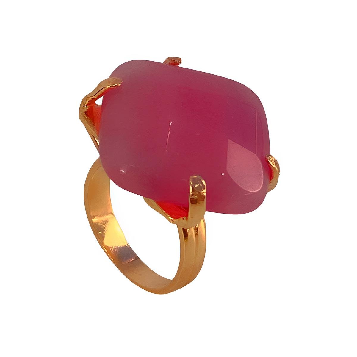 ANEL BANHADO A OURO COM PEDRA NATURAL