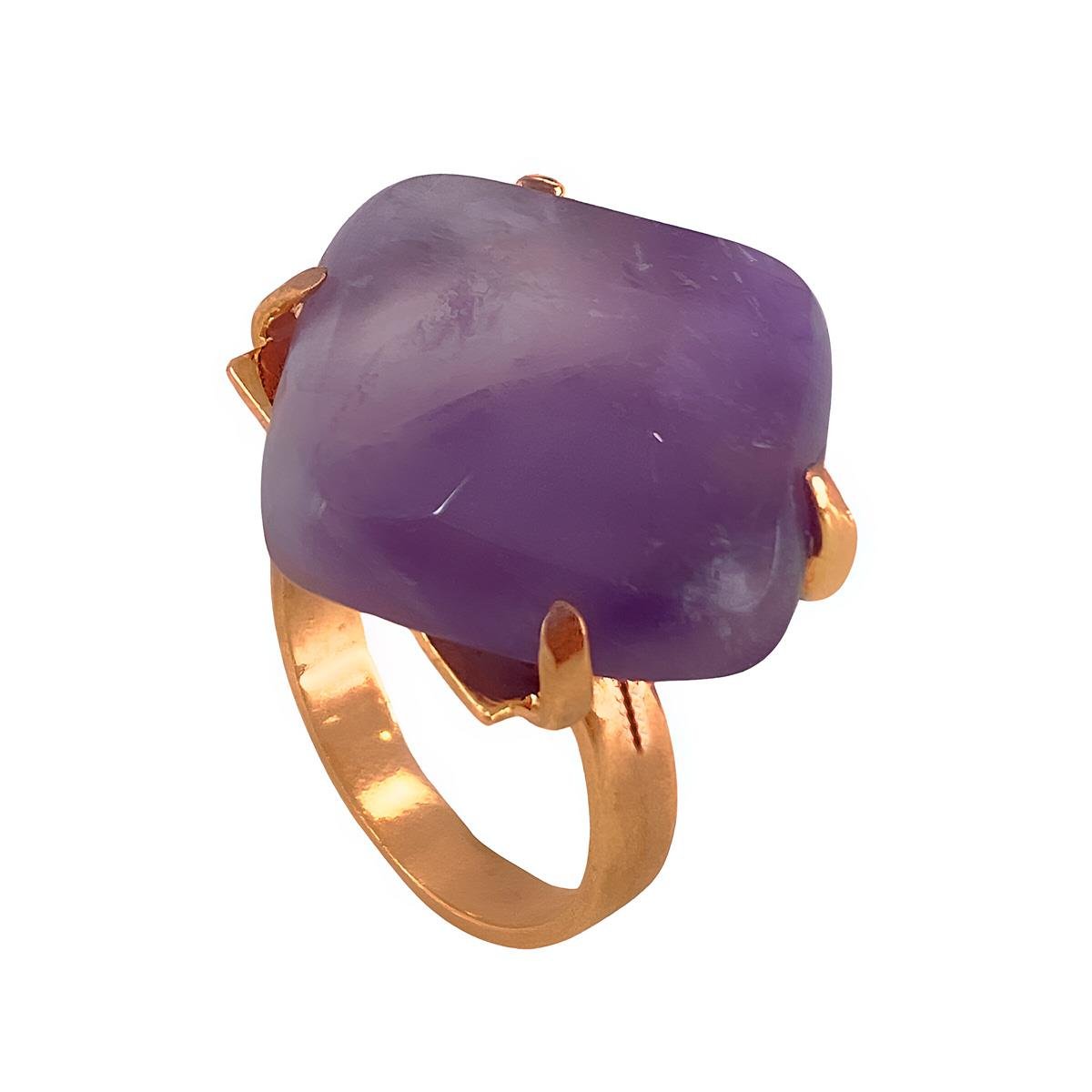 ANEL BANHADO A OURO COM PEDRA NATURAL