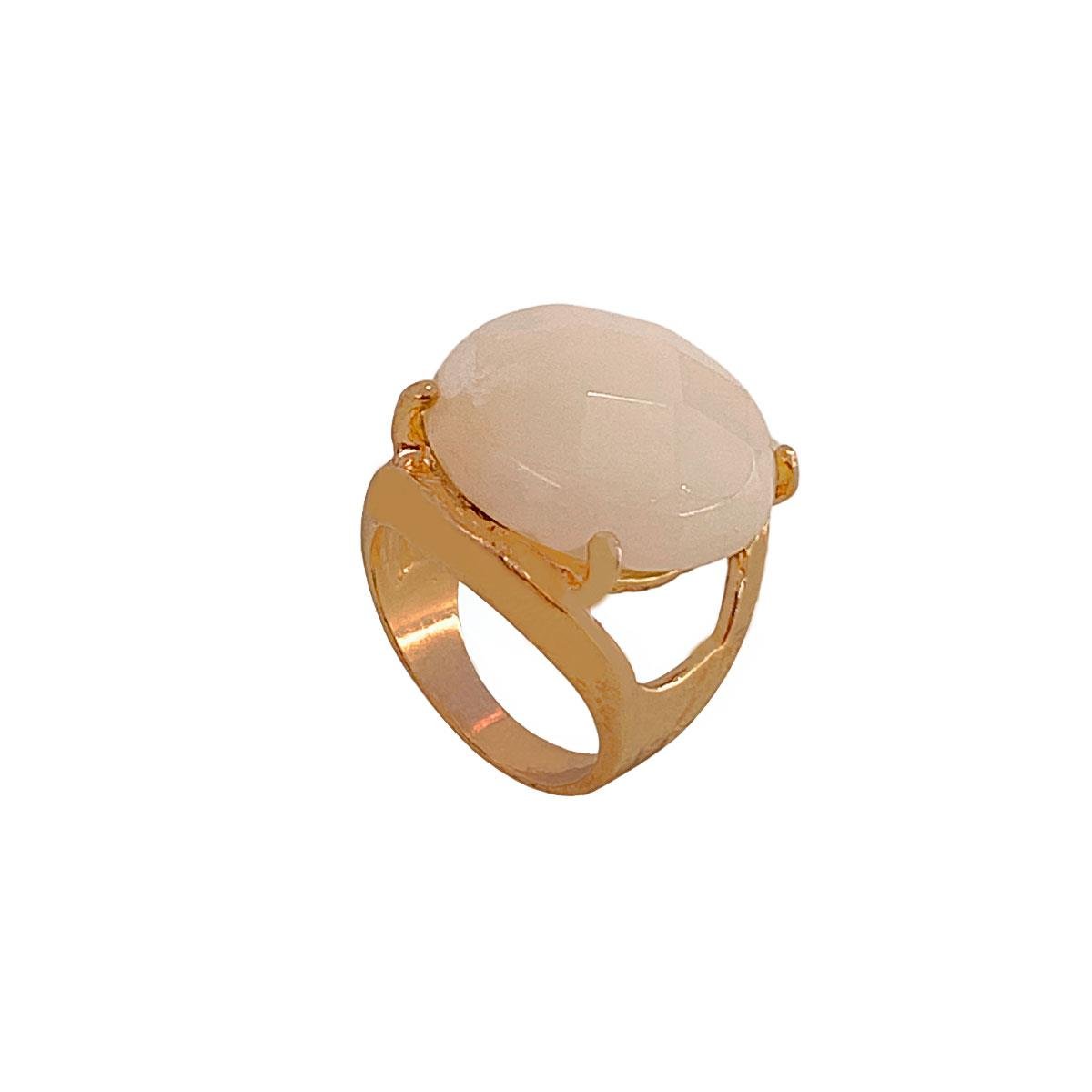 ANEL BANHADO A OURO COM PEDRA REDONDA NATURAL DETALHADA