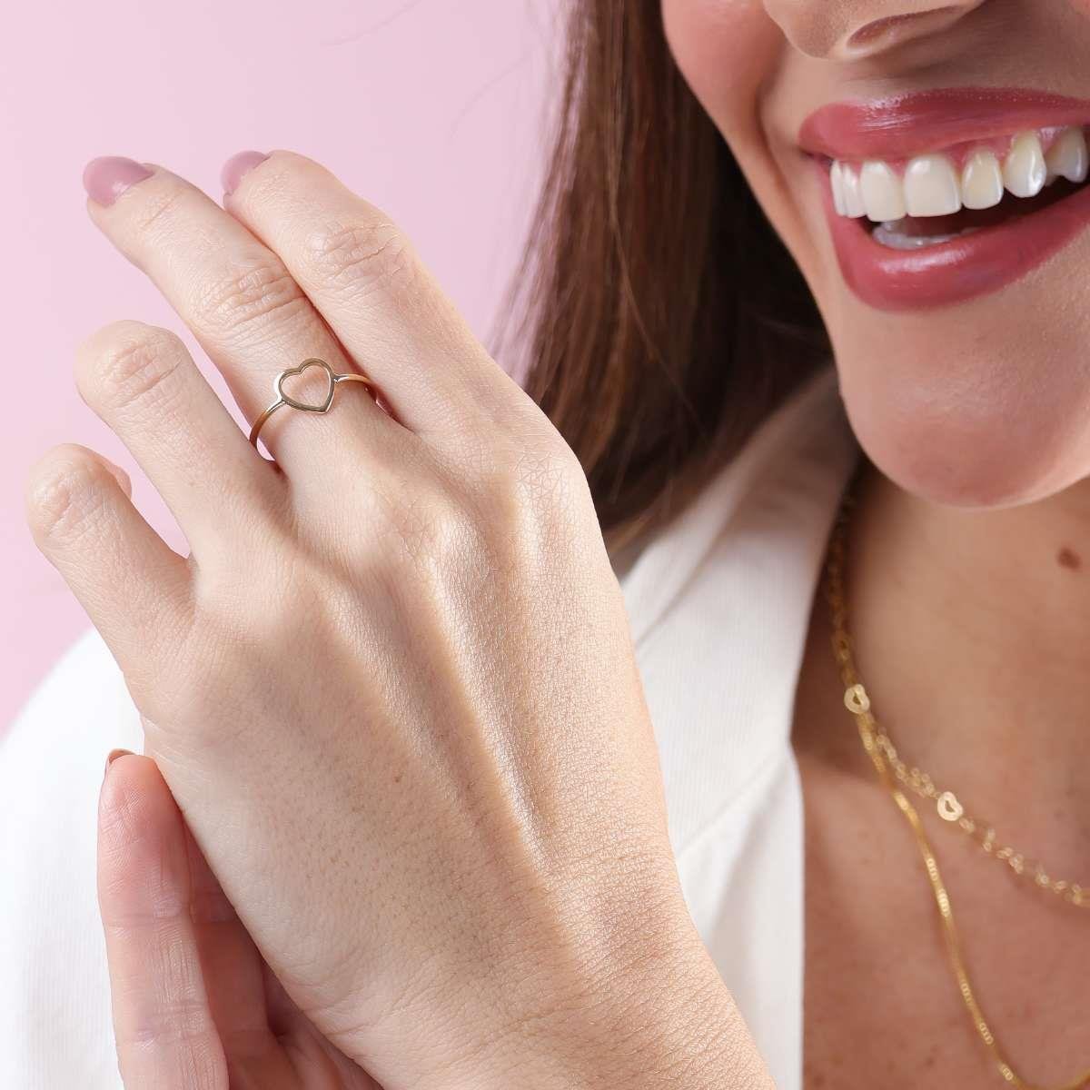 ANEL BANHADO A OURO CORAÇÃO VAZADO