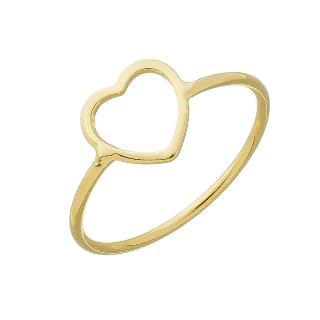 ANEL BANHADO A OURO CORAÇÃO VAZADO