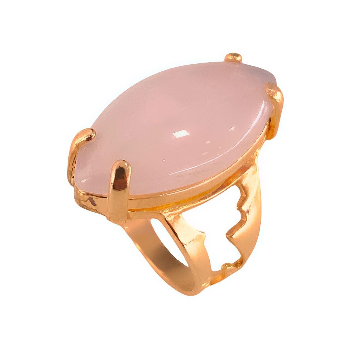 ANEL BANHADO A OURO RASGADO COM PEDRA NAVETE FOSCA