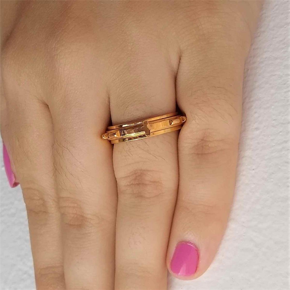 Anel Terço Giratório Folheado a Ouro