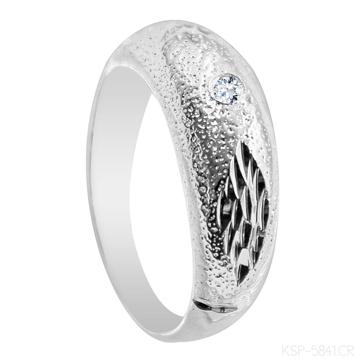 Anel Craquelado Diamantado com Zircônia Folheado a Prata