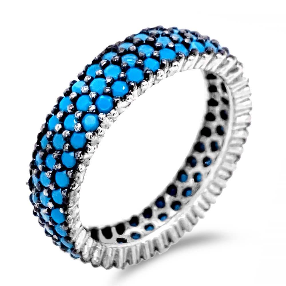 Anel De Prata 3 Voltas em Zircônia Colorida