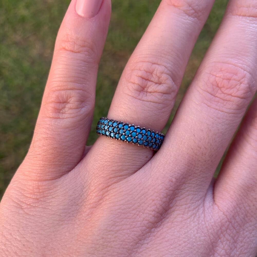 Anel De Prata 3 Voltas em Zircônia Colorida