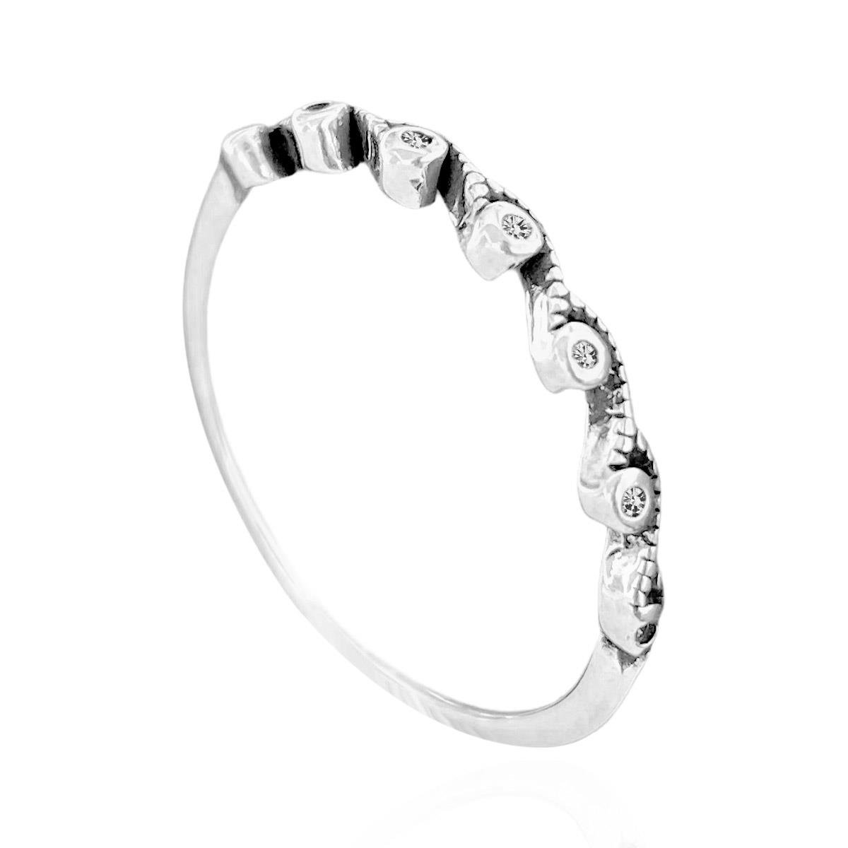 ANEL DE PRATA 925 ONDAS COM ZIRCÔNIAS