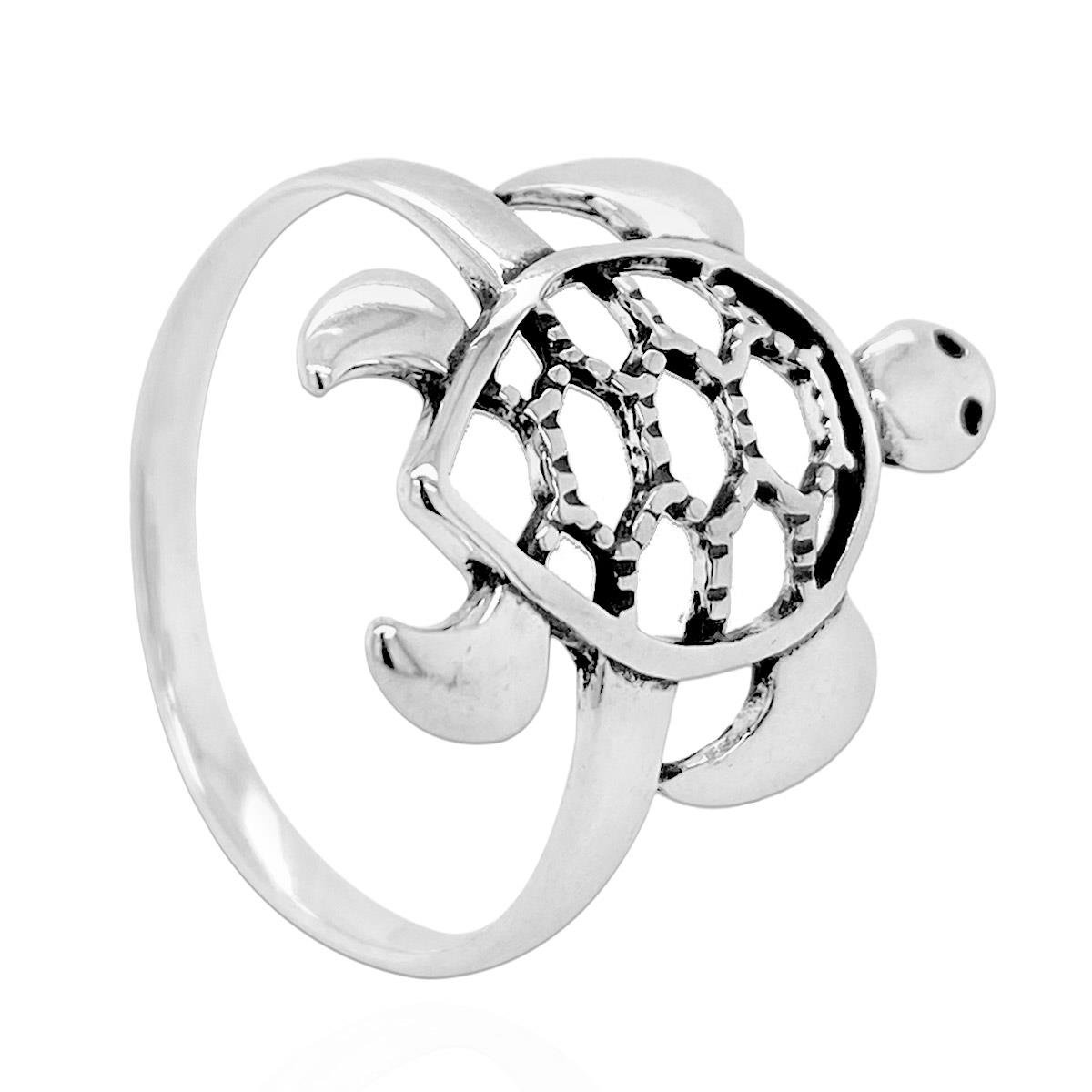 Anel de Tartaruga de Prata Envelhecida