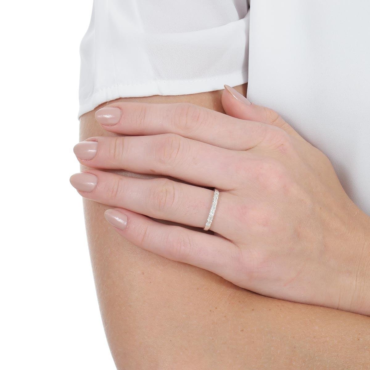 Anel de Prata Aparador Meia Aliança