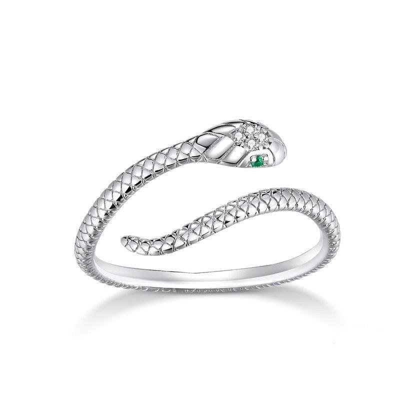 ANEL DE PRATA COBRA COM ZIRCÔNIA VERDE