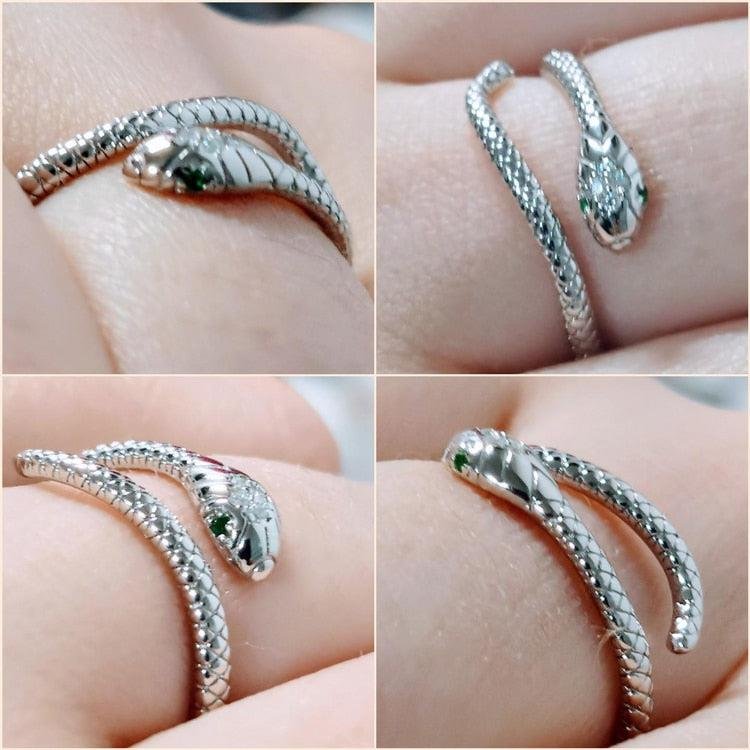 ANEL DE PRATA COBRA COM ZIRCÔNIA VERDE