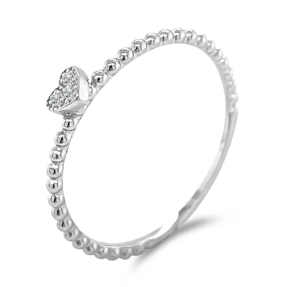 Anel De Prata Mini Coração delicado