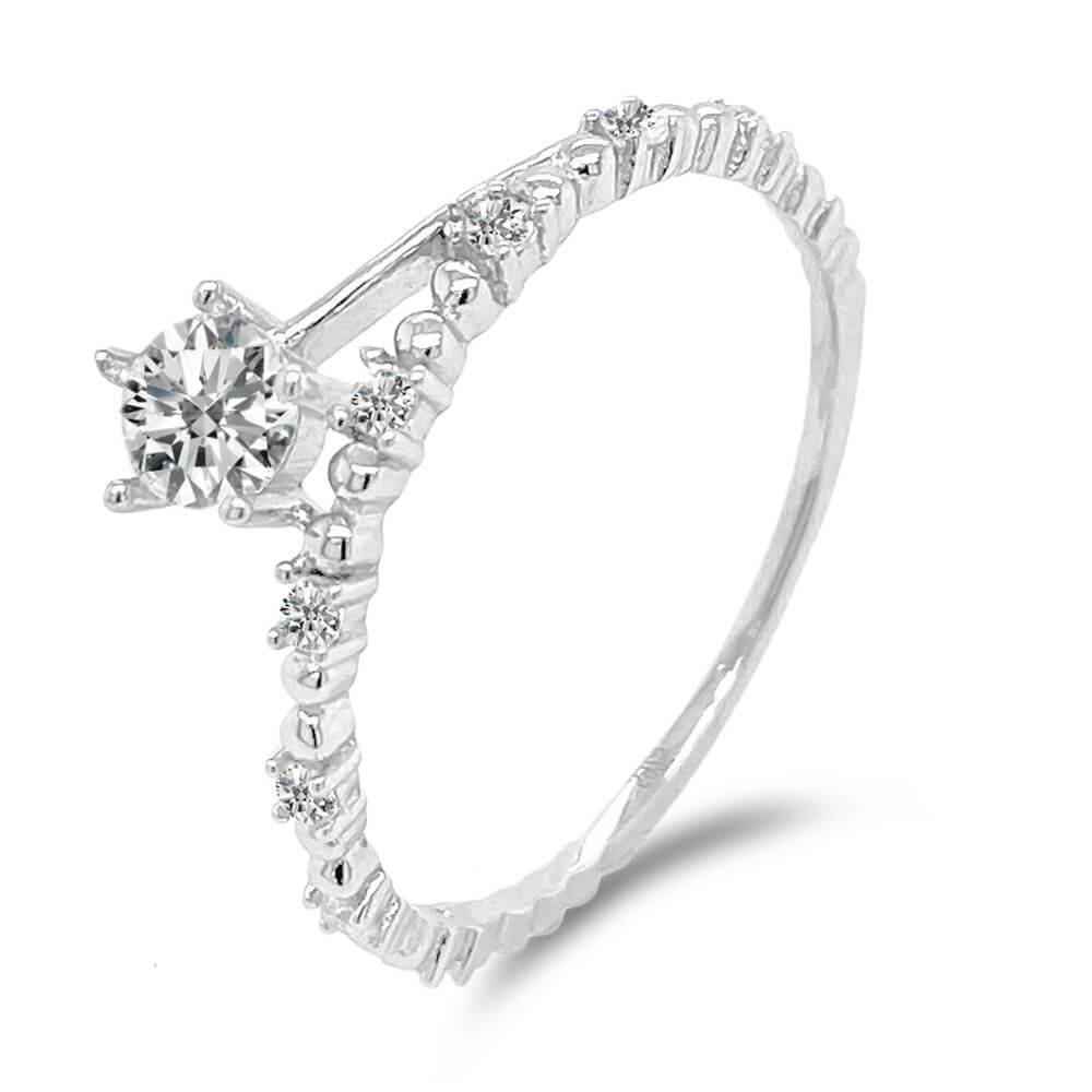 Anel De Prata Zircônia Cristal