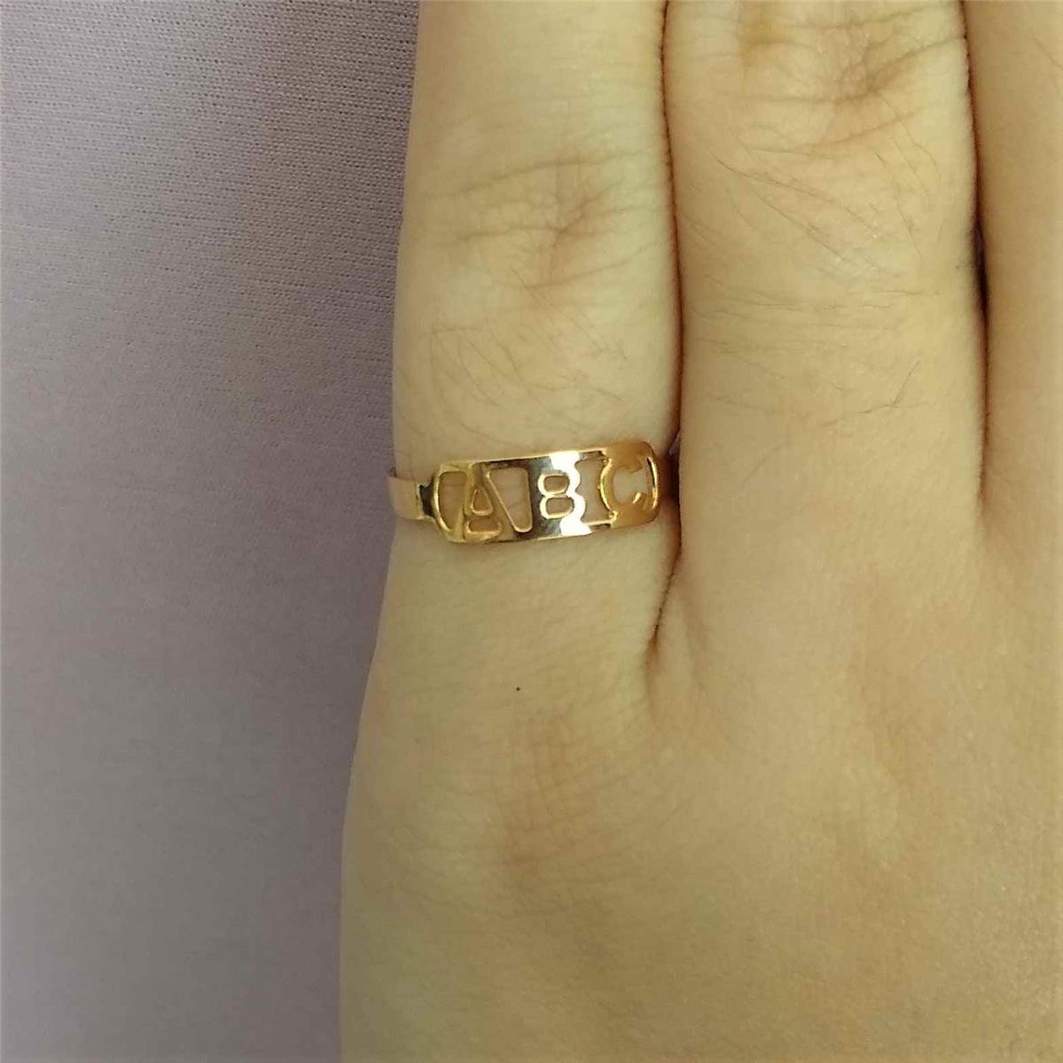 Anel de Fomatura Infantil ABC Vazado Banhado a Ouro