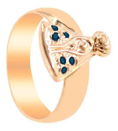 Anel Nossa Senhora Aparecida com Strass Folheado a Ouro