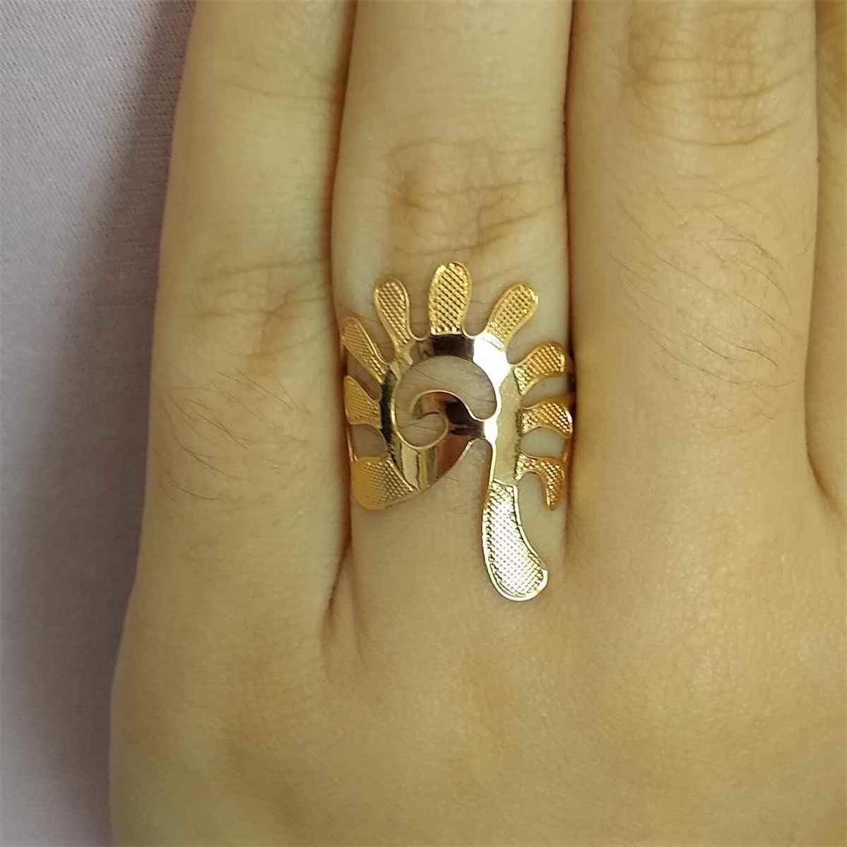 Anel Raio de Sol Vazado Folheado a Ouro
