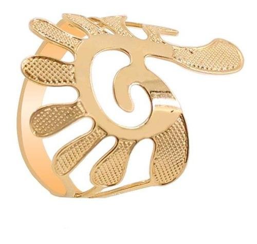 Anel Raio de Sol Vazado Folheado a Ouro