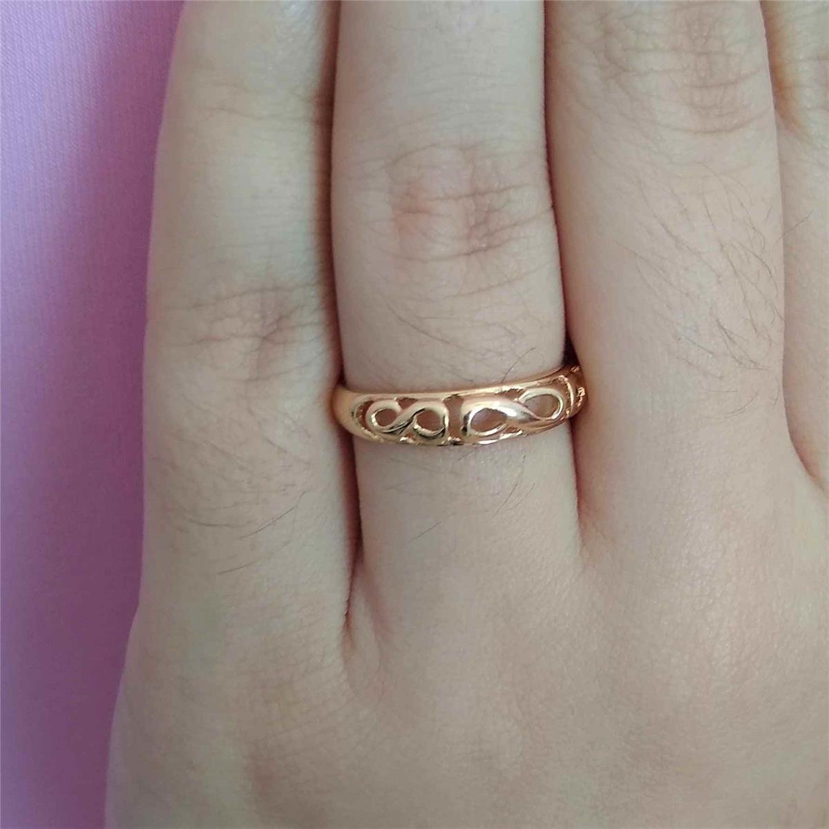 Anel Vazado com Símbolo Infinito Folheado a Ouro