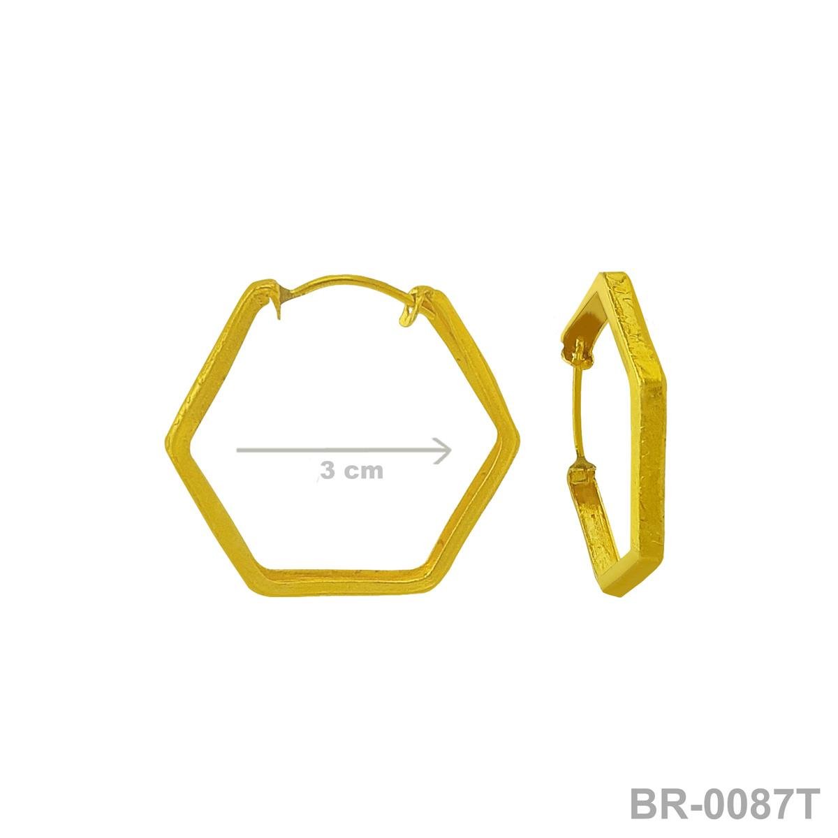 Brinco de Argola Pentagonal Trabalhado 3cm (Sem banho) 