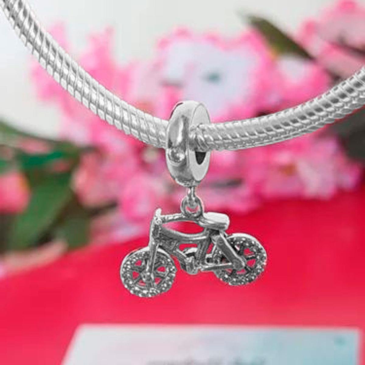 BERLOQUE DE PRATA 925 BICICLETINHA COM ZIRCÔNIA