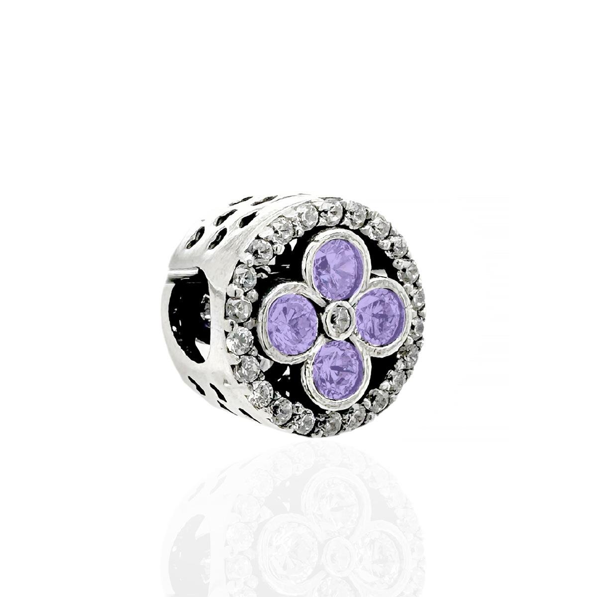 BERLOQUE DE PRATA 925 FLOR COM DETALHE CRAVEJADO