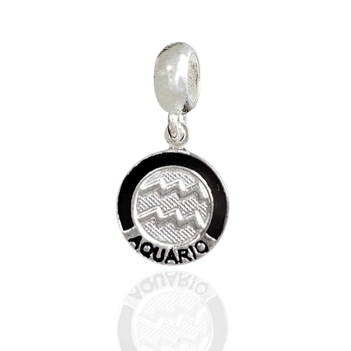 Berloque de Prata 925 Aquário Signos Resinado