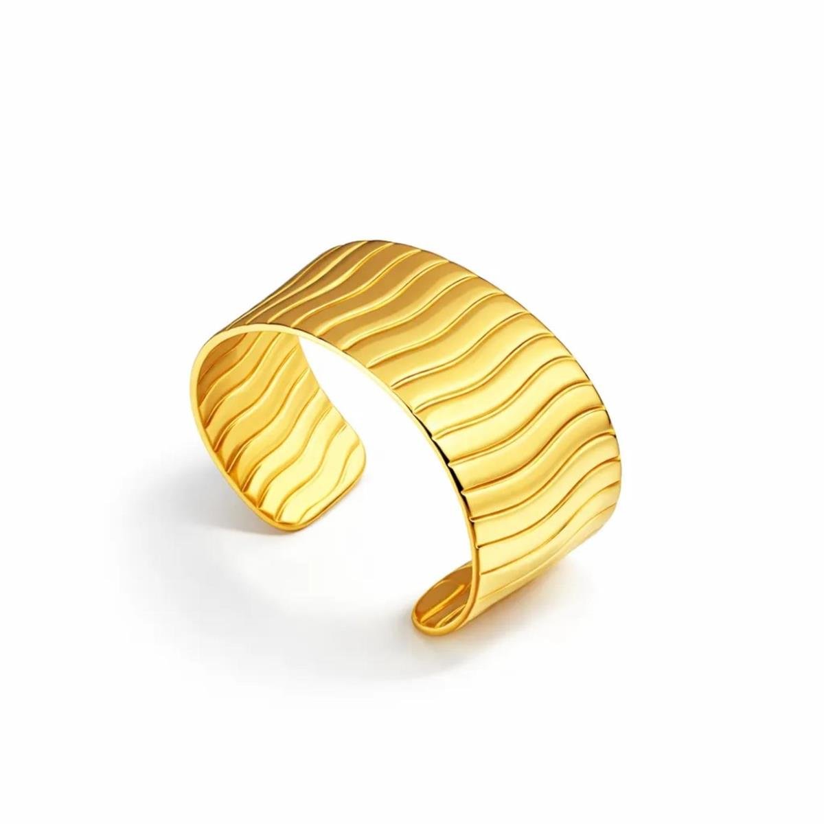 BRACELETE AÇO INOX DE CHAPA RISCADA ONDULADA