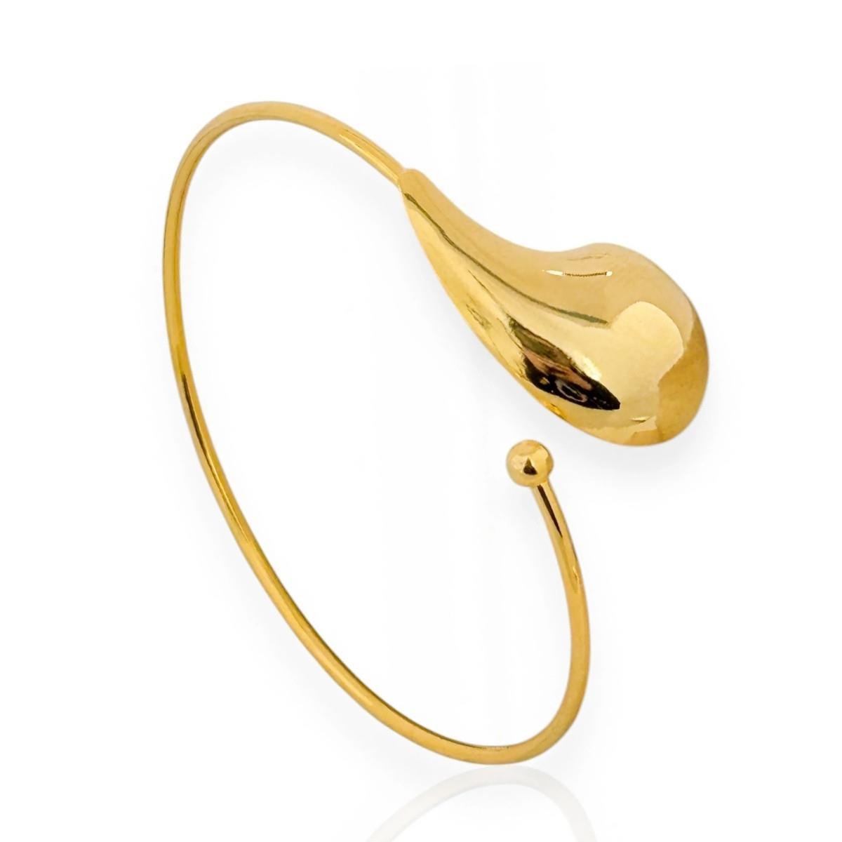 BRACELETE AJUSTÁVEL GOTA CURVADA BANHADO A OURO
