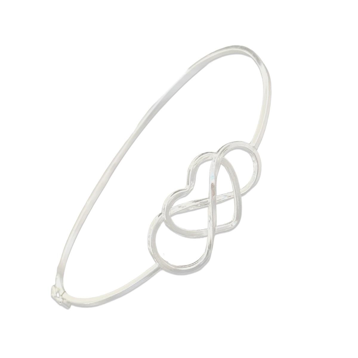 BRACELETE DE PRATA 925 CORAÇÃO E INFINITO