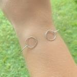 Bracelete De Prata Liso 2 Círculos Ajustável