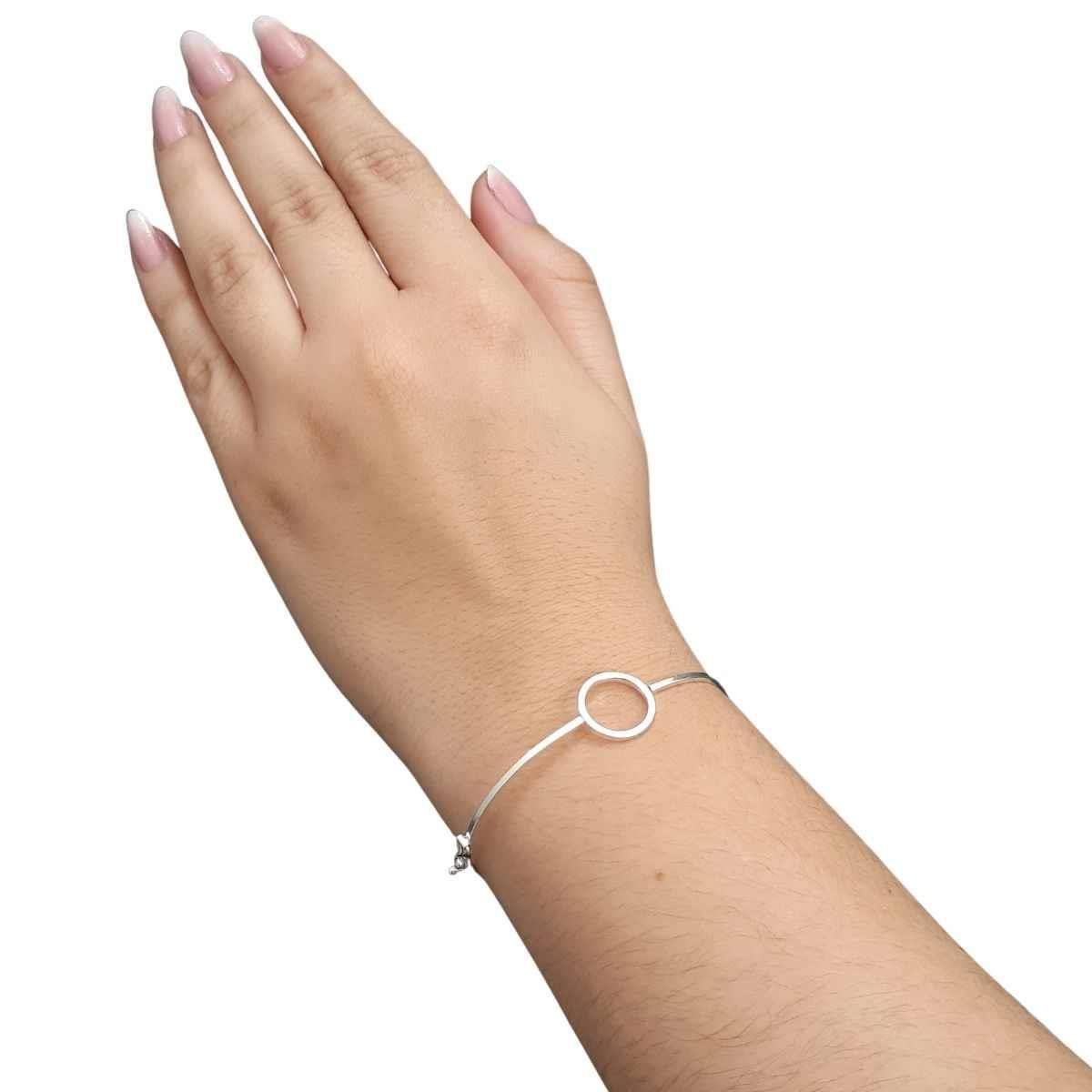 Bracelete Círculo Vazado de Prata 925 