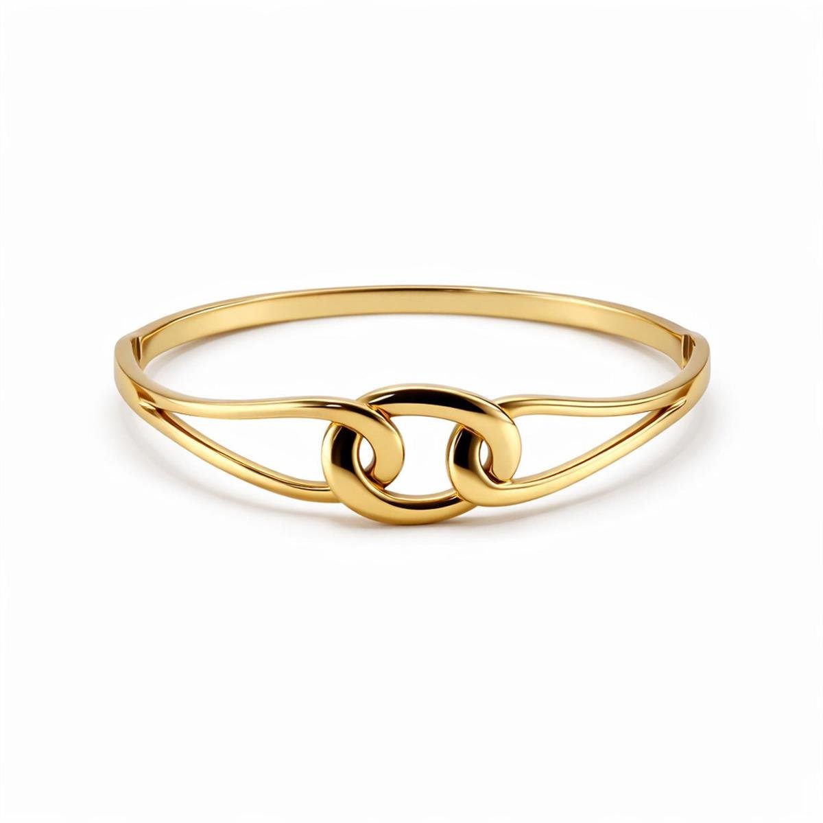 Bracelete Entrelaçado Aço Inox com Banho Ouro 18k
