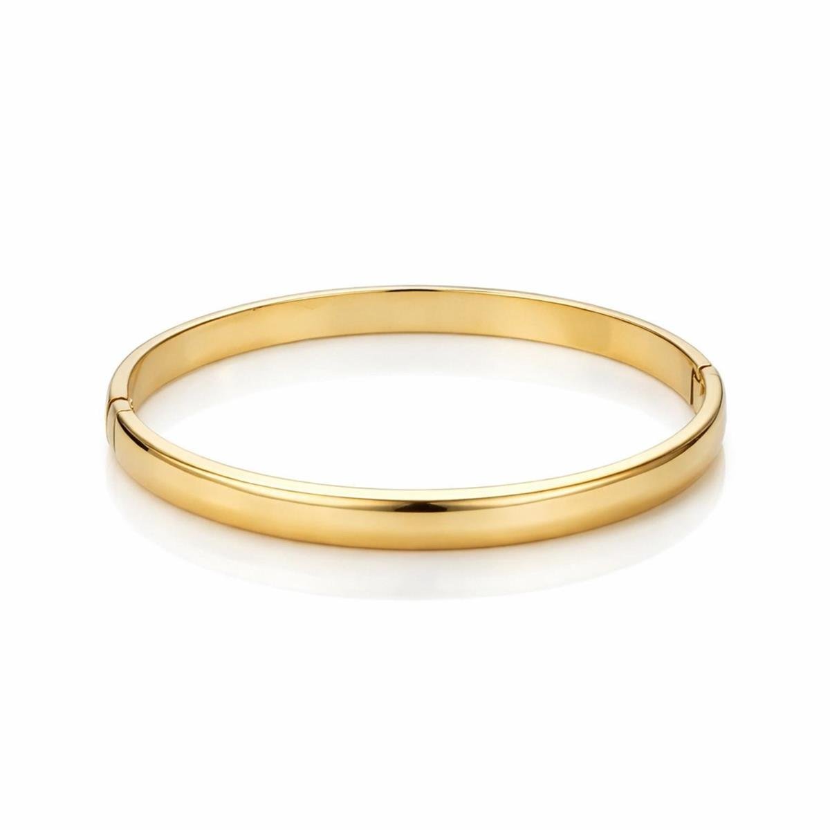 Bracelete Liso 3mm Aço Inox com Banho Ouro 18k