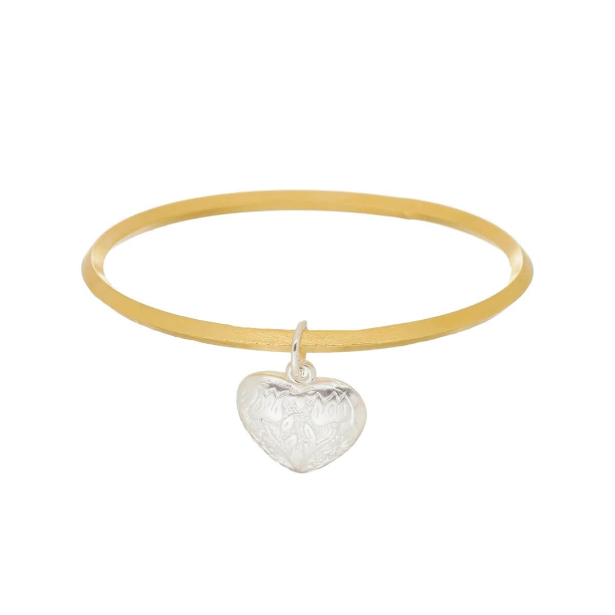 Bracelete Trio Coração Folheado a Ouro Com Rodio Branco e Rosé