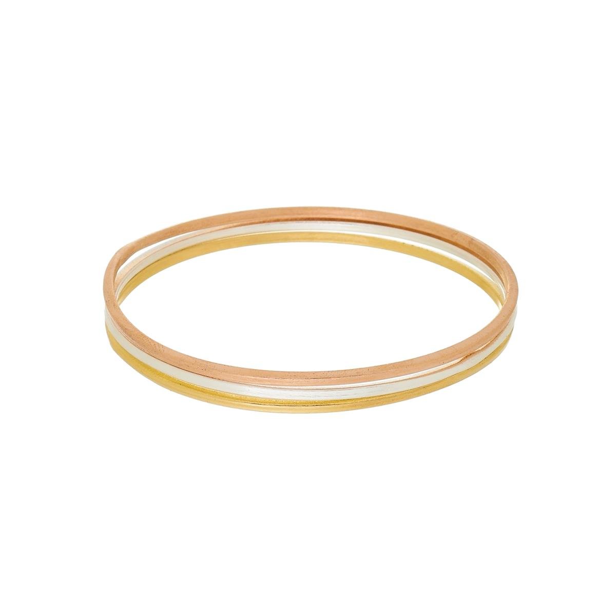 Bracelete Lixado Três Tons Folheado a Ouro