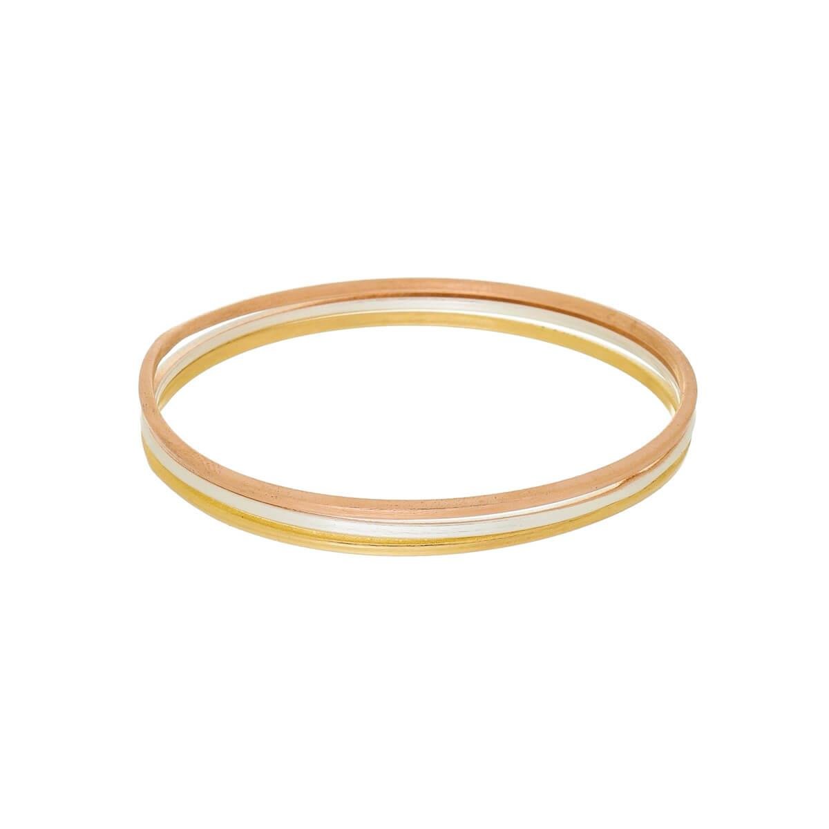Bracelete Trio Lixado folheado a Ouro, Ródio Branco e Rosé