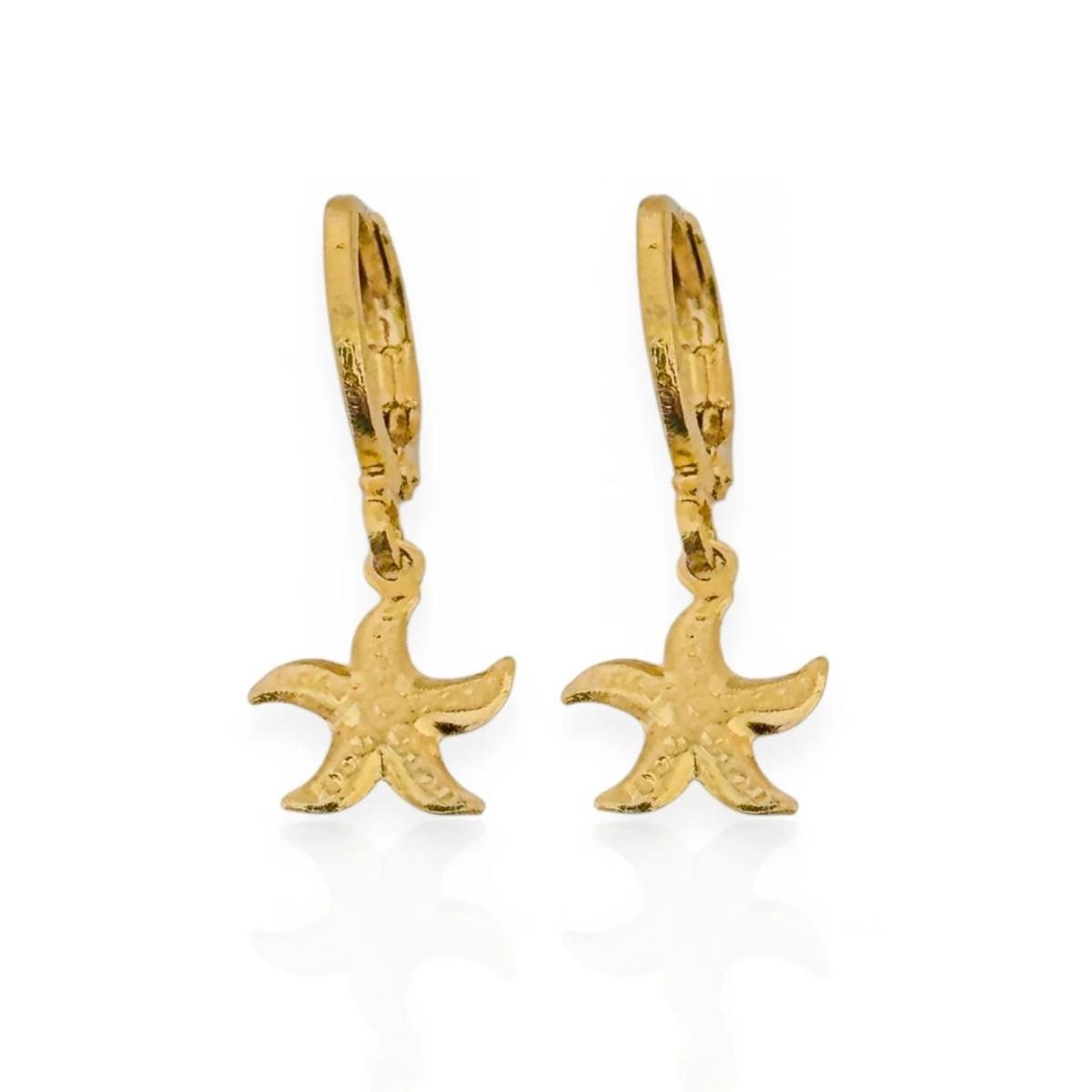 BRINCO ARGOLA CLICK ESTRELA DO MAR BANHADO A OURO