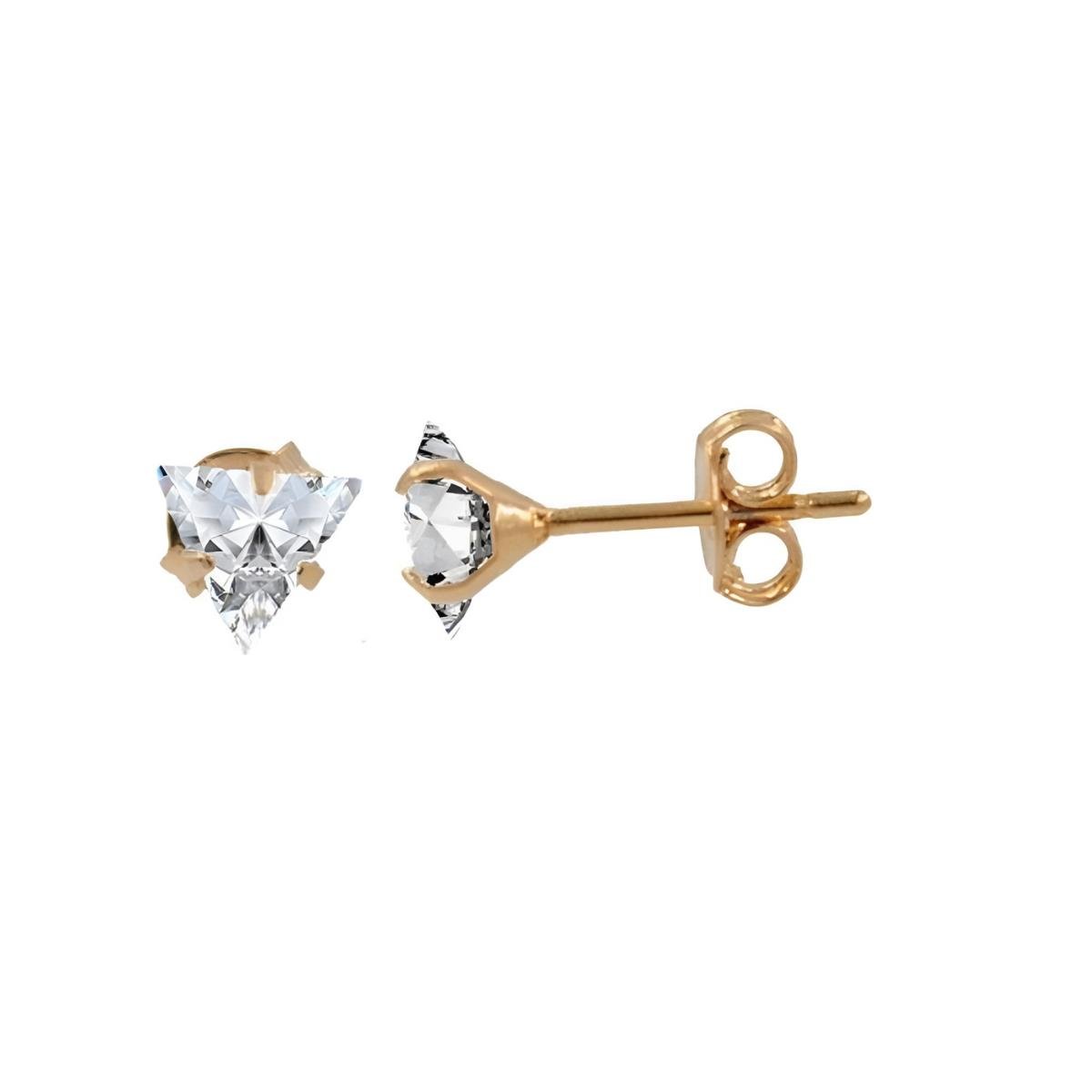 Brinco Solitario com Pedra Triangular Folheado a Ouro