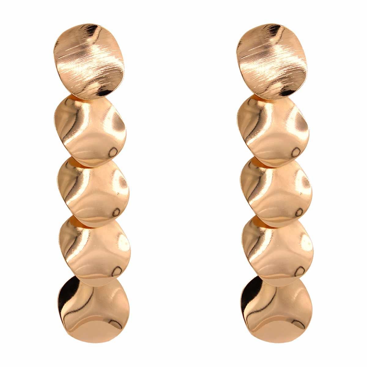 Brinco com 5 Chapas Onduladas Folheado a Ouro