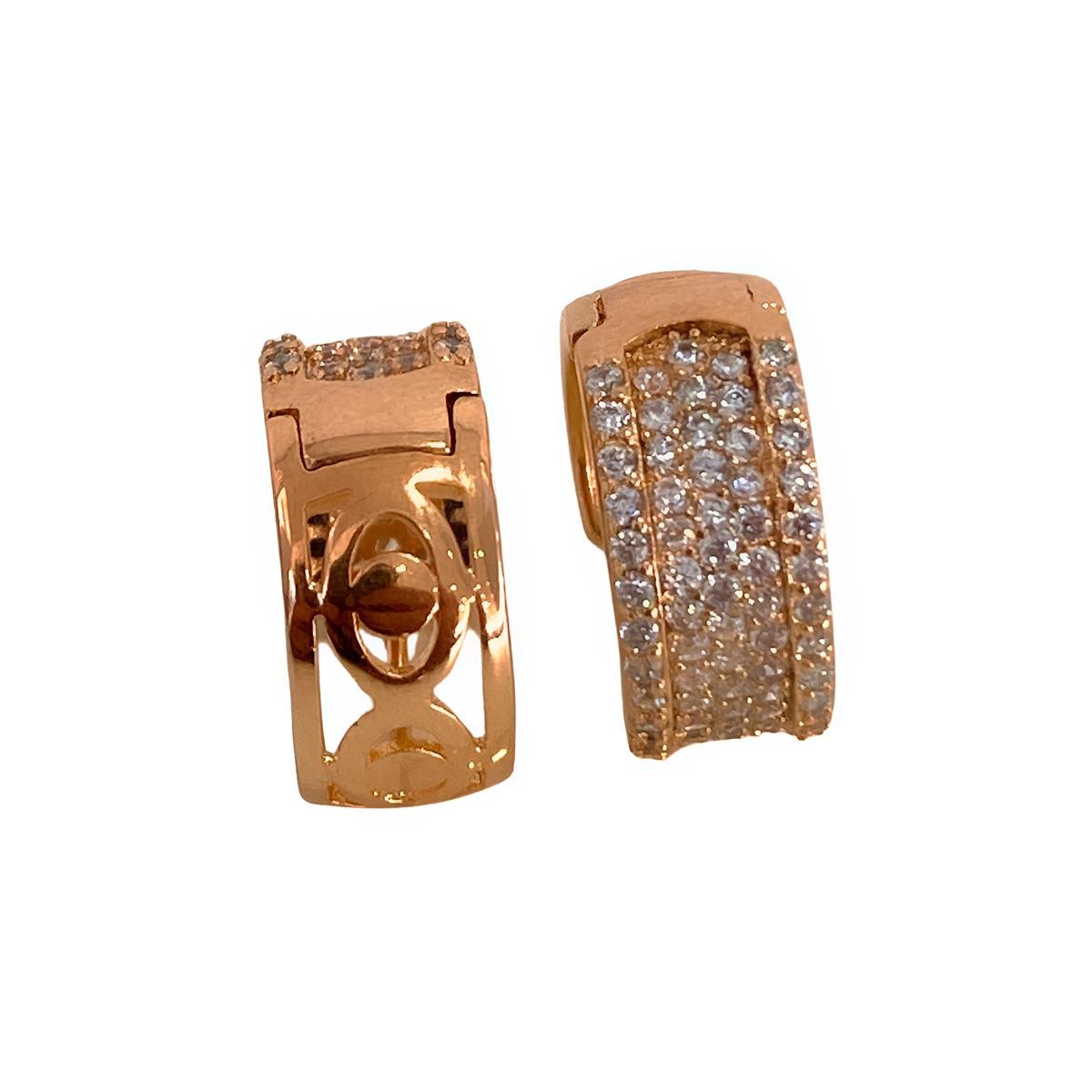 BRINCO BANHADO A OURO ARGOLA CLIK CRAVEJADA DE ZIRCÔNIAS