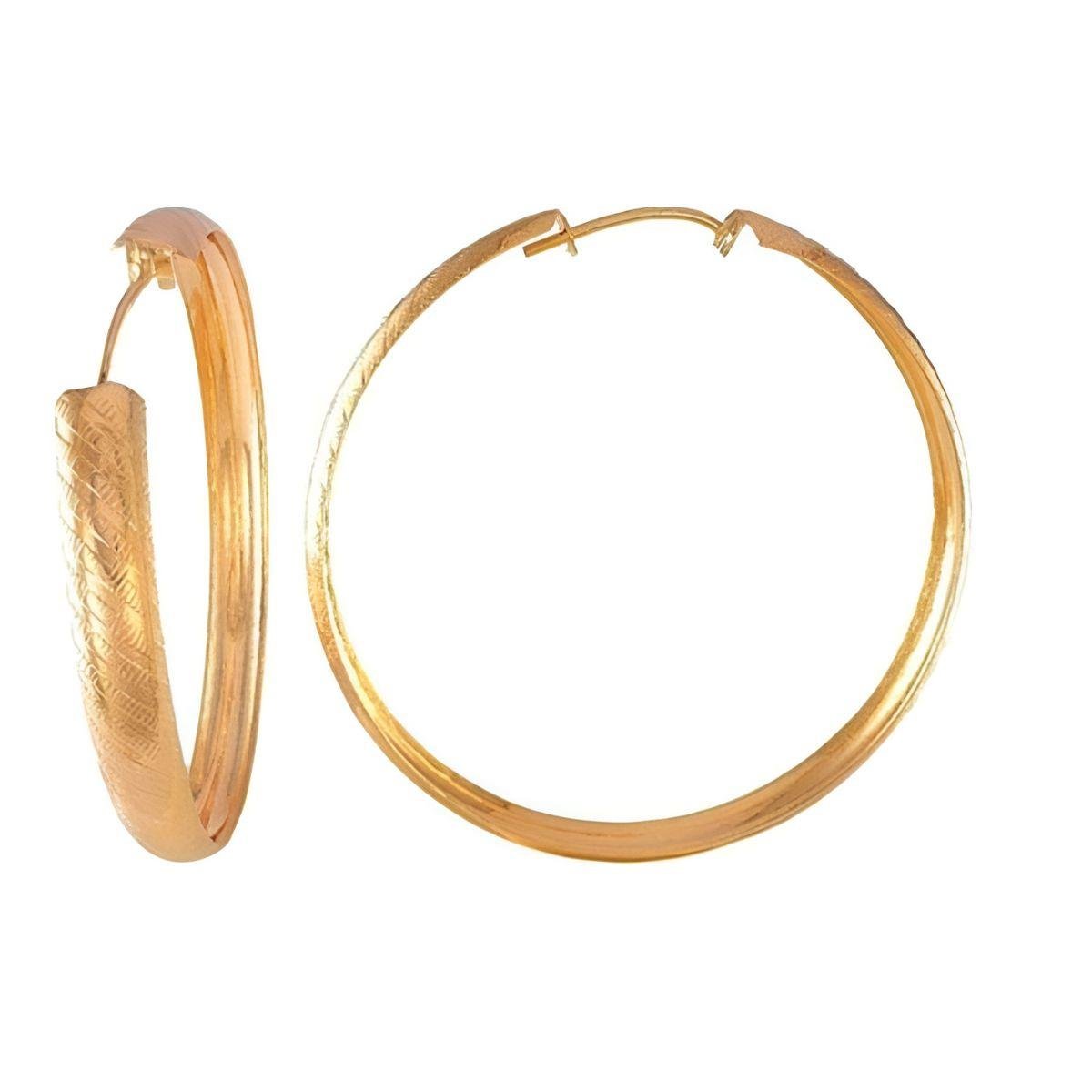 Brinco Argola Chapa Trabalhada Folheado a Ouro