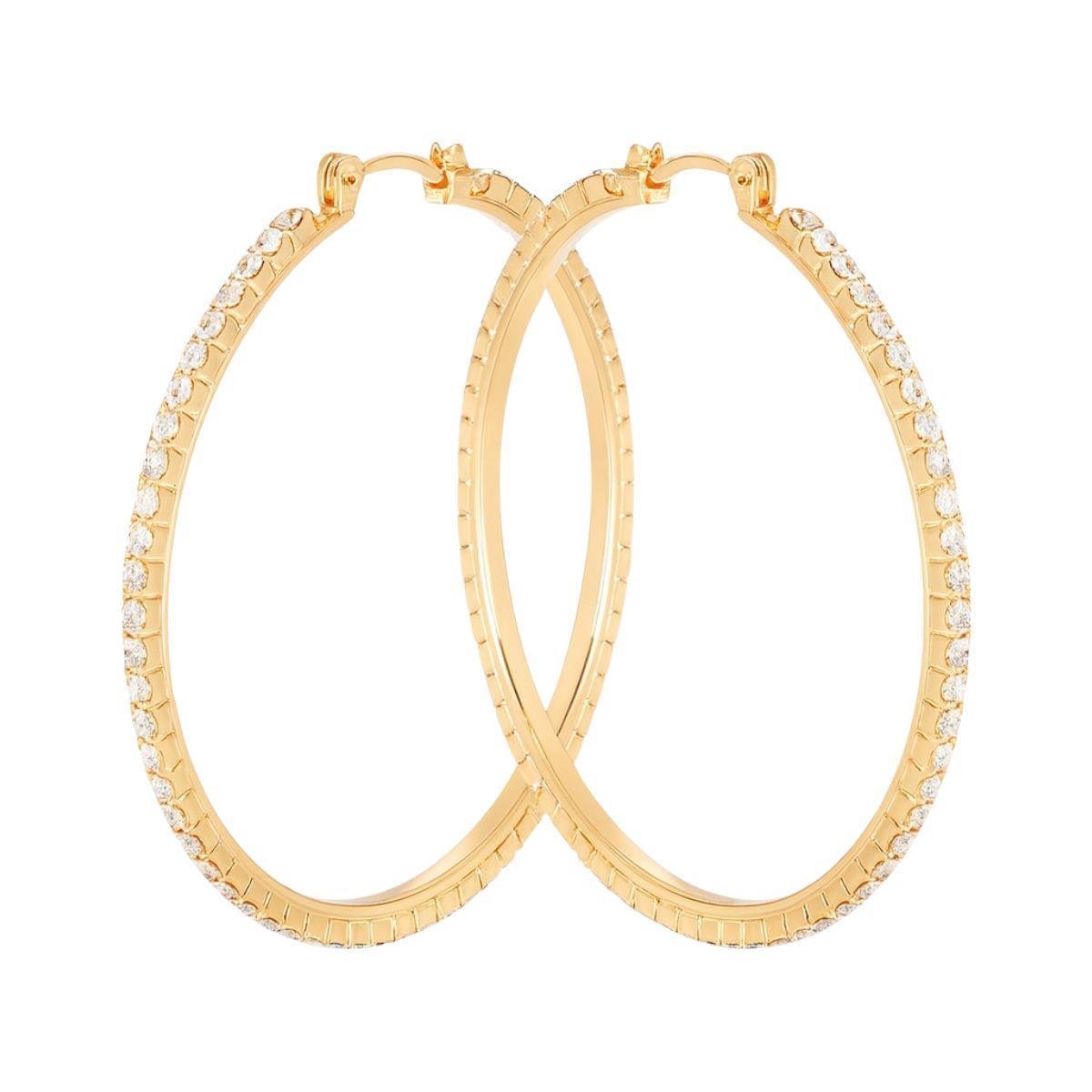 Brinco Argola Cravejada com Strass Folheado a Ouro