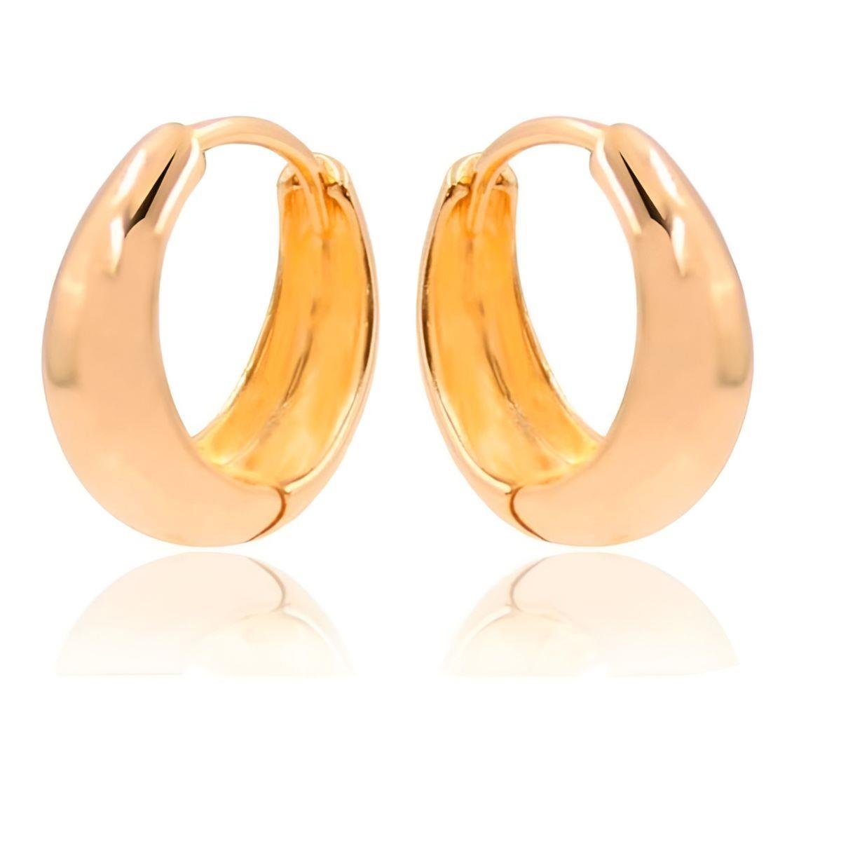 Brinco de Argolinha Cliker Redonda Lisa Folheado a Ouro