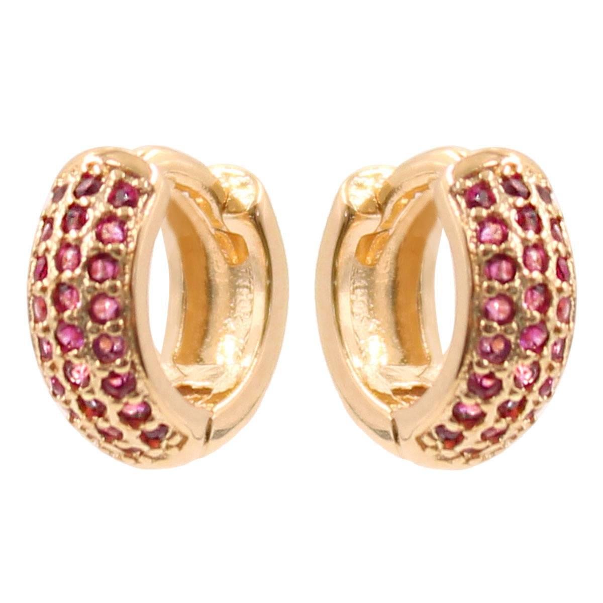 BRINCO BANHADO A OURO ARGOLINHA CRAVEJADO COM STRASS